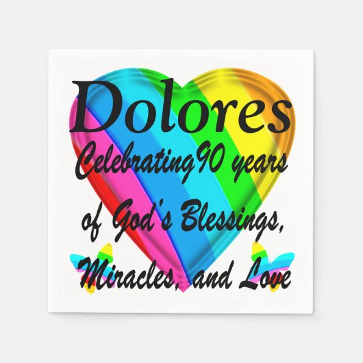 GEPERSONALISEERDE 90E VERJAARDAG LIEFDE HART SERVE SERVETTEN (Voorkant)
