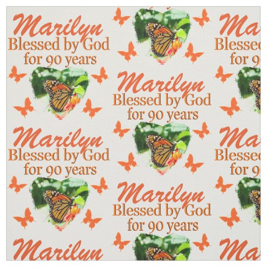 GEPERSONALISEERDE 90E VERJAARDAG VLINDER STOF (Swatch)