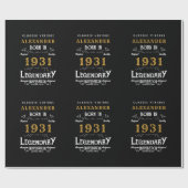 Gepersonaliseerde 90ste geboortejaar Geboren 1931  Cadeaupapier (Vlak)