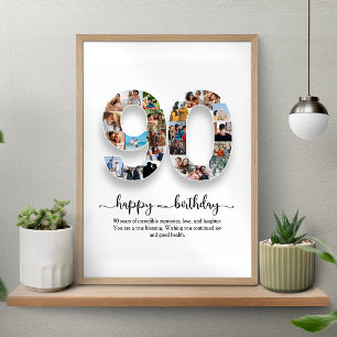 Gepersonaliseerde 90ste Verjaardag Collage Poster