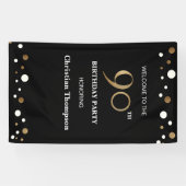 Gepersonaliseerde 90ste verjaardag Gouden confetti Spandoek (Horizontaal)