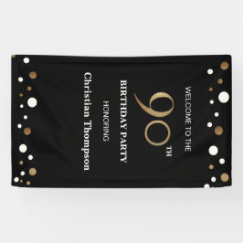 Gepersonaliseerde 90ste verjaardag Gouden confetti Spandoek