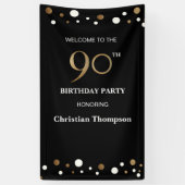 Gepersonaliseerde 90ste verjaardag Gouden confetti Spandoek (Verticaal)