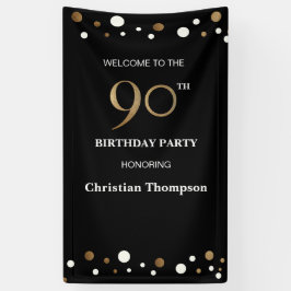 Gepersonaliseerde 90ste verjaardag Gouden confetti Spandoek