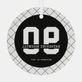 Gepersonaliseerde 90ste verjaardag Modern en Elega Glas Ornament (Achterkant)