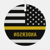 Gepersonaliseerde 911 Dispatcher Thin Gold Line US Glas Ornament (Achterkant)