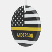 Gepersonaliseerde 911 Dispatcher Thin Gold Line US Glas Ornament (Voorkant links)