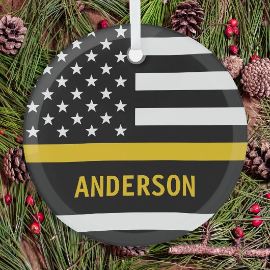 Gepersonaliseerde 911 Dispatcher Thin Gold Line US Glas Ornament