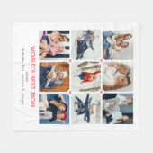 Gepersonaliseerde 9-foto 's Werelds beste moeder' Fleece Deken (Voorkant (Horizontaal))