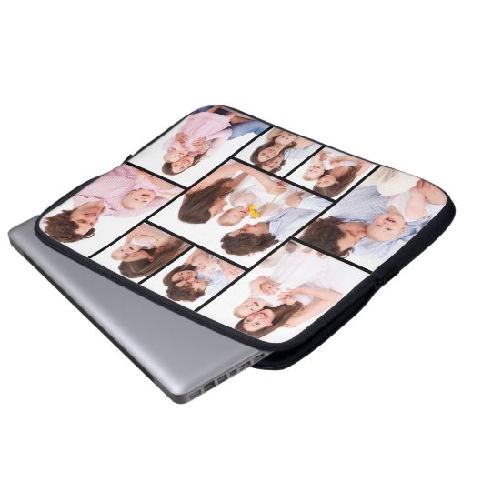 Gepersonaliseerde 9 Fotocollage Electronics Bag Laptop Sleeve (Voorkant onderkant)