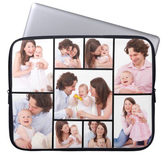 Gepersonaliseerde 9 Fotocollage Electronics Bag Laptop Sleeve (Voorkant)