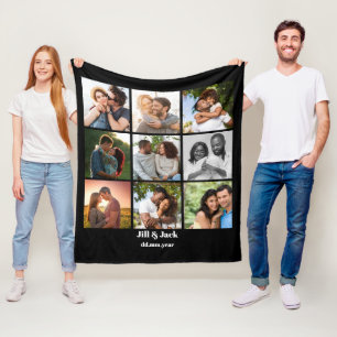 Gepersonaliseerde 9 Photo Collage Sjabloon voor ko Fleece Deken