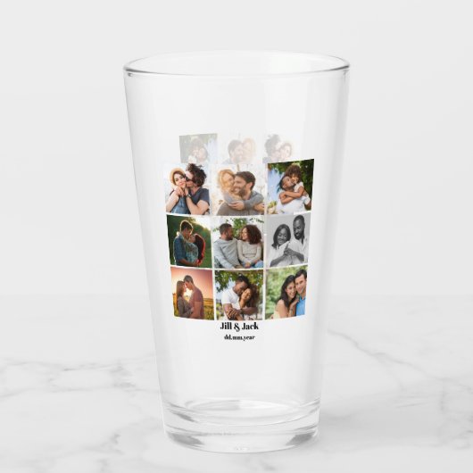 Gepersonaliseerde 9 Photo Collage Sjabloon voor ko Glas (Achterkant)