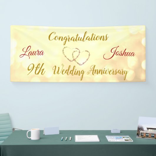 Gepersonaliseerde 9de Bruiloft Jubileum Banner (Beurs)