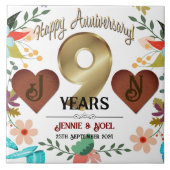 Gepersonaliseerde 9e Jubileum Gift Tegeltje (Voorkant)