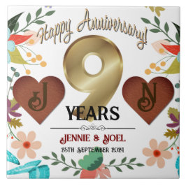 Gepersonaliseerde 9e Jubileum Gift Tegeltje
