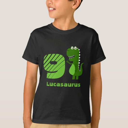 Gepersonaliseerde 9e verjaardag Dinosaur T-shirt (Voorkant)
