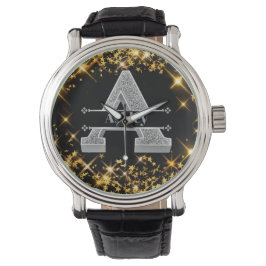 Gepersonaliseerde A Initiaal Silver Monogram Jouw  Horloge