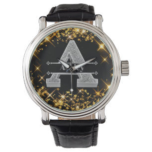 Gepersonaliseerde A Initiaal Silver Monogram Jouw  Horloge