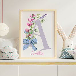 Gepersonaliseerde A kinderkamer kunstwerk met bloe Foto Afdruk