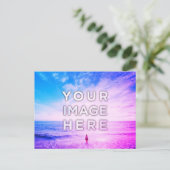 Gepersonaliseerde aangepaste 2 foto Paarse retrowa Briefkaart (Staand voorkant)