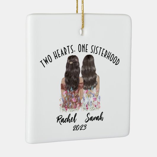 Gepersonaliseerde aangepaste 2 zussen keramisch ornament (Rechts)