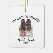 Gepersonaliseerde aangepaste 2 zussen keramisch ornament (Links)