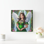 Gepersonaliseerde aangepaste Angel Princess Clock Vierkante Klok (Huis)