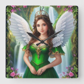 Gepersonaliseerde aangepaste Angel Princess Clock Vierkante Klok (Voorkant)