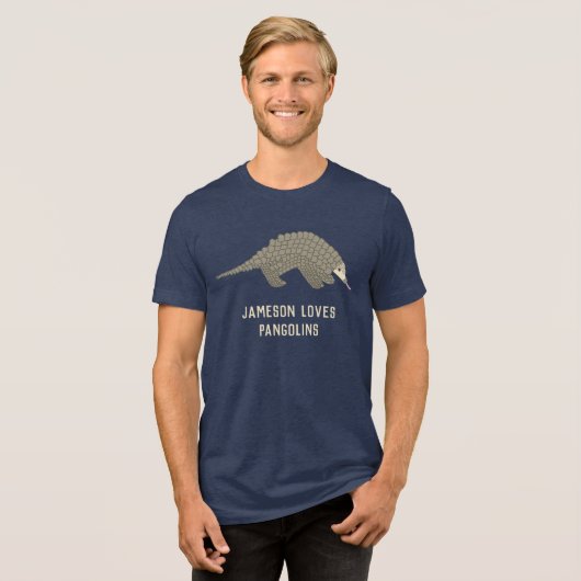 Gepersonaliseerde Aangepaste Bericht Pangolin Grap Tri-Blend Shirt (Voorkant volledig)