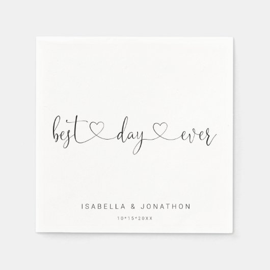 Gepersonaliseerde Aangepaste "Beste Dag Ooit" Trou Servet (Voorkant)