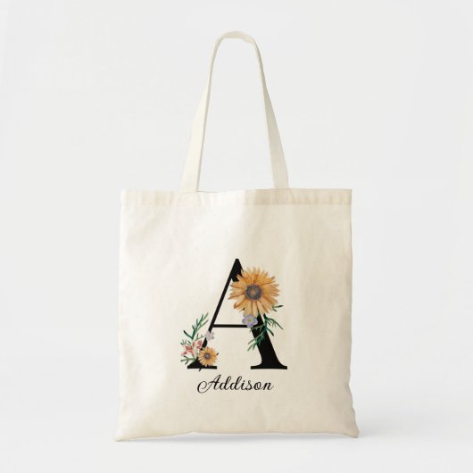 Gepersonaliseerde aangepaste blos Bloemen Letter A Tote Bag (Voorkant)