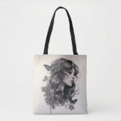 Gepersonaliseerde aangepaste Champagne Ivoor Flora Tote Bag (Voorkant)