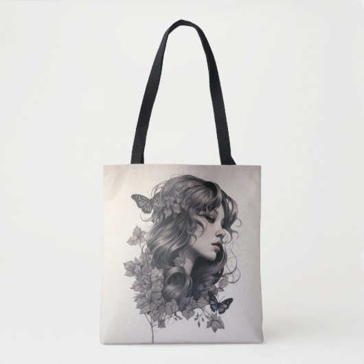 Gepersonaliseerde aangepaste Champagne Ivoor Flora Tote Bag (Voorkant)