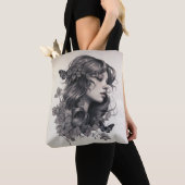 Gepersonaliseerde aangepaste Champagne Ivoor Flora Tote Bag (Dichtbij)