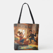 Gepersonaliseerde aangepaste Champagne Ivoor Flora Tote Bag (Achterkant)
