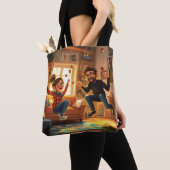 Gepersonaliseerde aangepaste Champagne Ivoor Flora Tote Bag (Dichtbij)