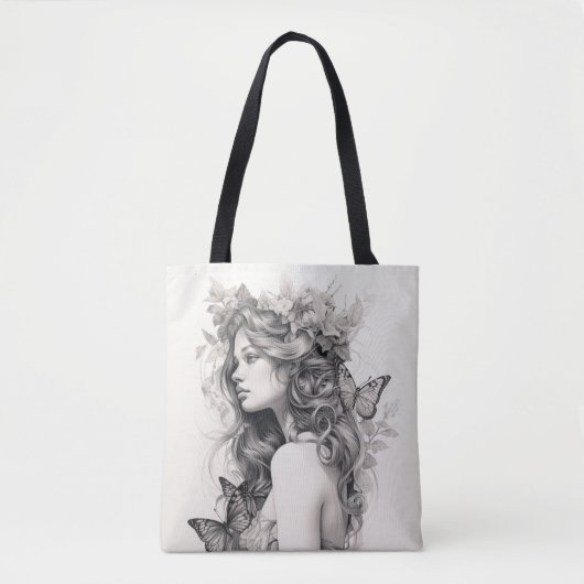 Gepersonaliseerde aangepaste Champagne Ivoor Flora Tote Bag (Voorkant)
