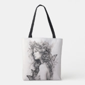 Gepersonaliseerde aangepaste Champagne Ivoor Flora Tote Bag (Achterkant)