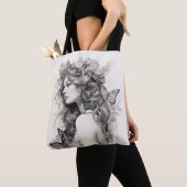 Gepersonaliseerde aangepaste Champagne Ivoor Flora Tote Bag (Dichtbij)