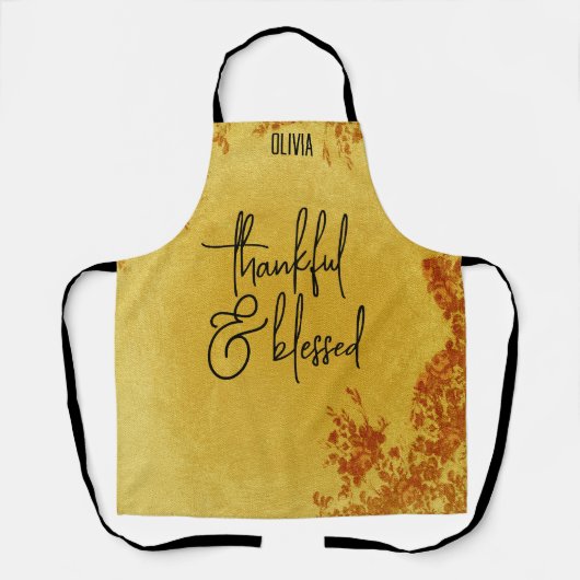Gepersonaliseerde Aangepaste Dankbaar & Gezegend S Schort (Voorkant)
