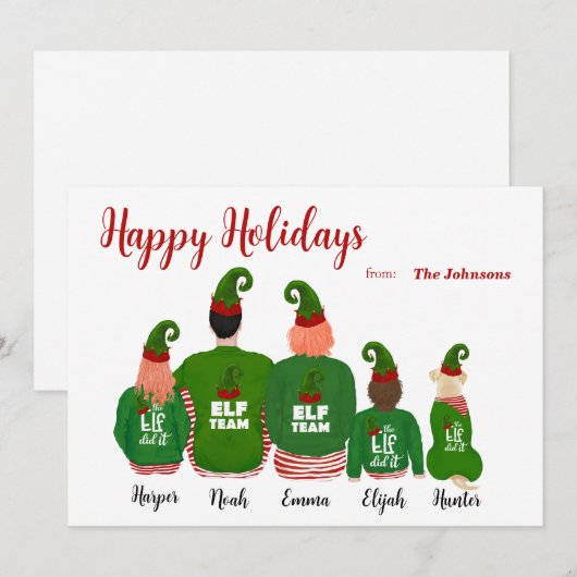 Gepersonaliseerde aangepaste familie-elfen Elf Ker Kaart (Voorkant / Achterkant)