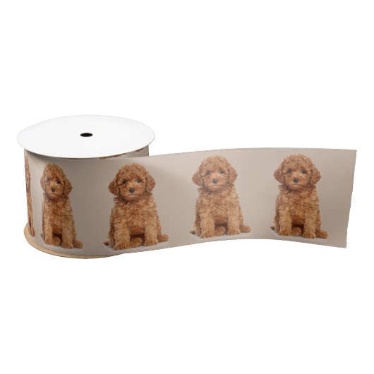 Gepersonaliseerde Aangepaste foto afbeelding beige Satijnen Lint (Spoel)