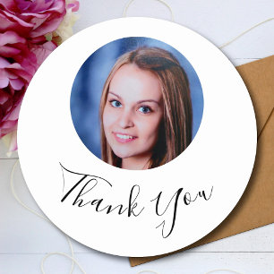 Gepersonaliseerde aangepaste foto bedankt ronde sticker