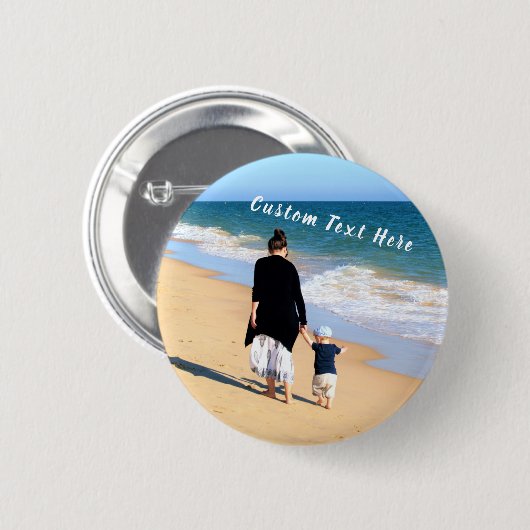 Gepersonaliseerde aangepaste foto Button met tekst (Voorkant /achterkant)