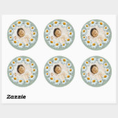 Gepersonaliseerde aangepaste foto, Daisy Lijst Ronde Sticker (Vel)