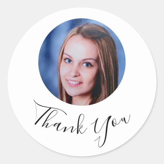 Gepersonaliseerde aangepaste foto dank je wel ronde sticker (Voorkant)