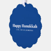 Gepersonaliseerde aangepaste foto en tekst blauw C Ornament Kaart (Links)