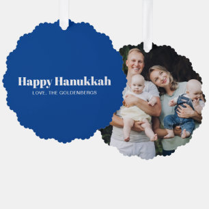 Gepersonaliseerde aangepaste foto en tekst blauw C Ornament Kaart
