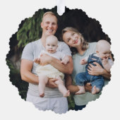 Gepersonaliseerde aangepaste foto en tekst blauw C Ornament Kaart (Achterkant)